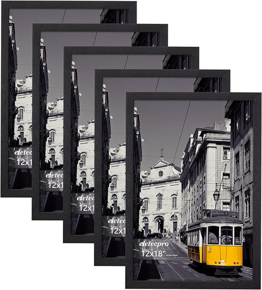 eletecpro 12x18 Picture Frames Set of 5, Gallery Wall Frames Display 12x18 Photo, 12 x 18 Picture Frame Collage Home Decor for Wall Mounting, Black