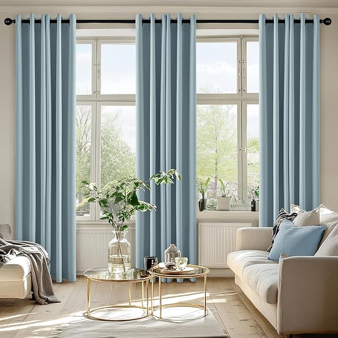 MIULEE Slate Blue Blackout Curtains for Bedroom Living Room 72 Inches Long 2 Panels, Thermal Insulated Room Darkening Drapes Grommet Noise Reducing Light Blocking Window Treatments 40x72 Inch