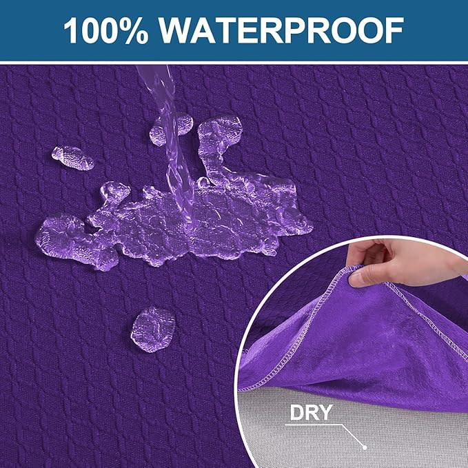 Smiry Waterproof Seat Covers for Dining Room Chairs Set of 4, Stretch Jacquard Removable Washable Chair Seat Slipcovers Protector, No Rear Covers, Violet