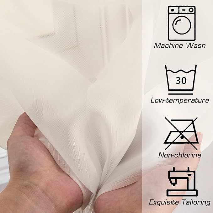 OWENIE Cream Sheer Curtains 78 inches Long 2 Panels Set for Bedroom Living Room, Soft Solid Living Room Sheer Curtain, Rod Pocket Light Filtering Curtains, 2 Pcs Each 42?€? W x 78" L,Cream