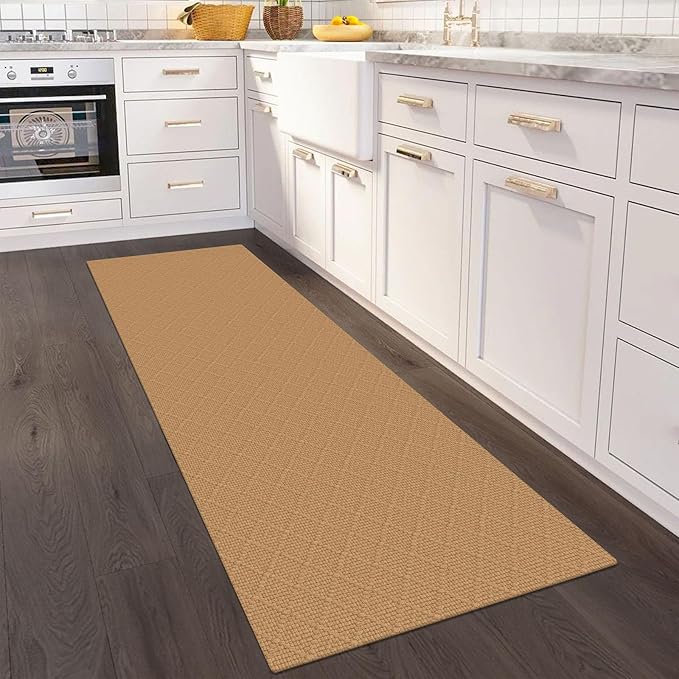 KOZYFLY Washable Runner Rug 2x6 Ft Runners for Hallways Kitchen Braided Cotton Entryway Runner Indoor Runners with Rubber Backing, Floor Carpet for Hallway Kitchen Entryway Bedroom, Warm Tan