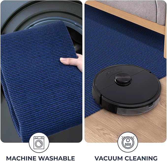 KOZYFLY Washable Runner Rug 3x12 ft Hallway Kitchen Runner Rugs with Rubber Backing Bobo Non Slip Entryway Runner Indoor, Long Carpet Runners for Hall Kitchen Entryway, Royal Blue