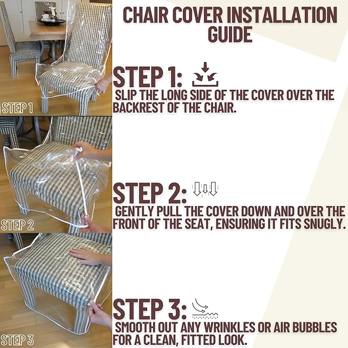 Evelots Dining Room/Kitchen Chair Cover/Protector-8 Pack- Heavy Duty Clear PVC Vinyl-No Dust/Spill/Pet Hair/Pet Claws, Easy Clean Slipcover