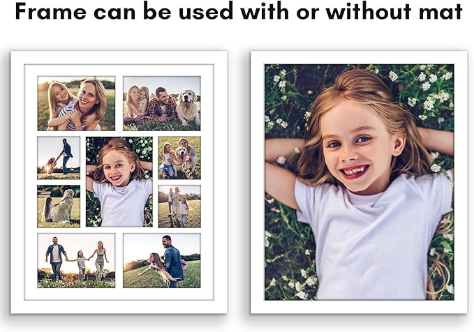 Americanflat 16x20 Collage Picture Frame with Polished Plexiglass - Multi Picture Frames Fit One 6x8, Four 5x7 and Four 4x4 Photos or Use as One 16x20 Frame - Signature Collection - White
