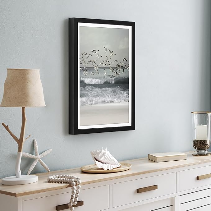 Americanflat 12x18 Poster Frame with Polished Plexiglass - Use as 11x17 Frame with Mat or Display 12x18 Photo Without Mat - Soho Collection - Deep Molding Picture Frames for Wall Display - Black