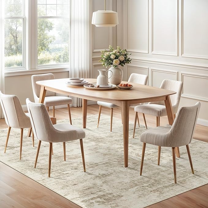 Soalmost Abstract Rug 8x10 Large Living Room Rugs Neutral Modern Washable Area Rugs for Bedroom Dining Room Non-Slip Stain Resistant Foldable Thin Rug Beige Gray