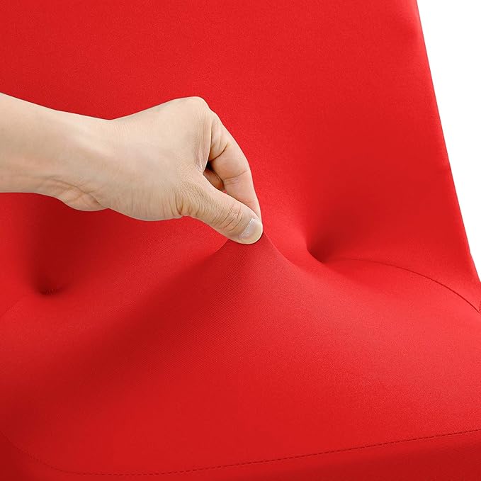 Peomeise Stretch Spandex Folding Chair Cover for Wedding Party Dining Banquet Event (Red,12pcs)