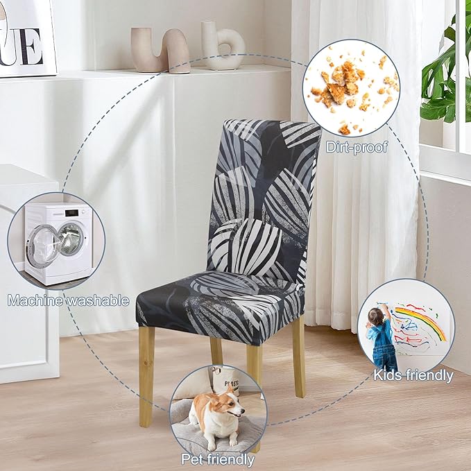 BIETYONE Chair Covers,Dining Room Chair Covers Set of 6,Stretch Kitchen Chair Cover,Washable Dining Chair Cover,Parsons Chair Slipcovers Protective,for Home,Restaurant,Banquet