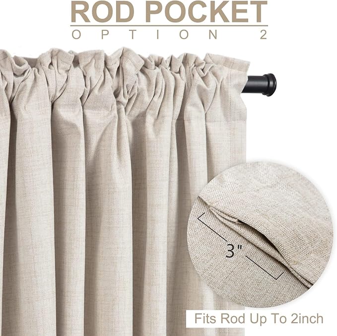 100% Blackout Shield Blackout Curtains for Bedroom 84 Inches Long, Back Tab/Rod Pocket Living Room Drapes, Thermal Insulated Blackout Curtains 2 Panels Set, 50" W x 84" L, Cream