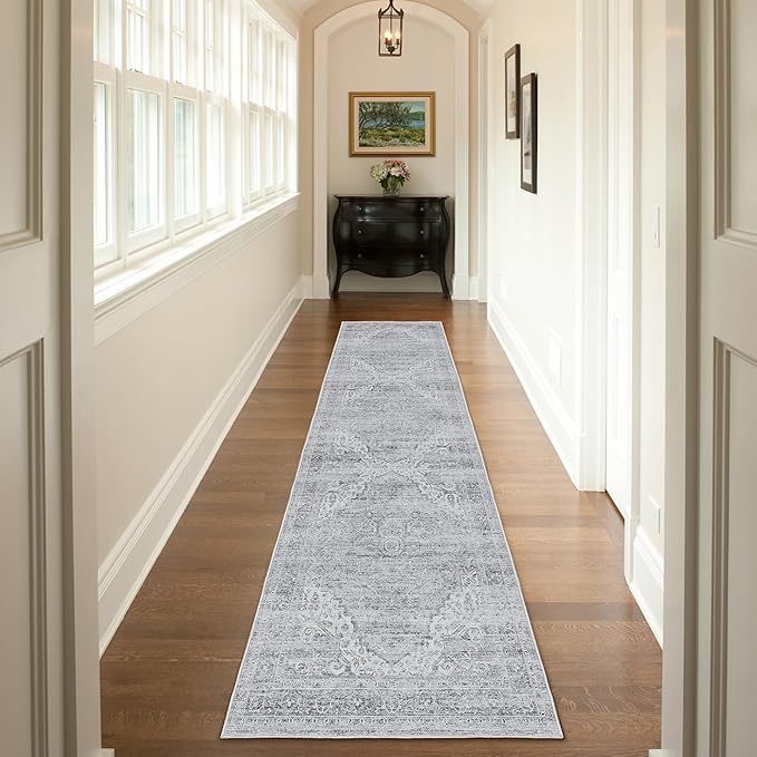 2x12 Runner Rug for Hallways Non-Slip Long Rug Runners,Boho Vintage Washable Kitchen Runner Rugs, Stain Resistant Soft Carpet Runners for Hallway 12ft Entryway Rug