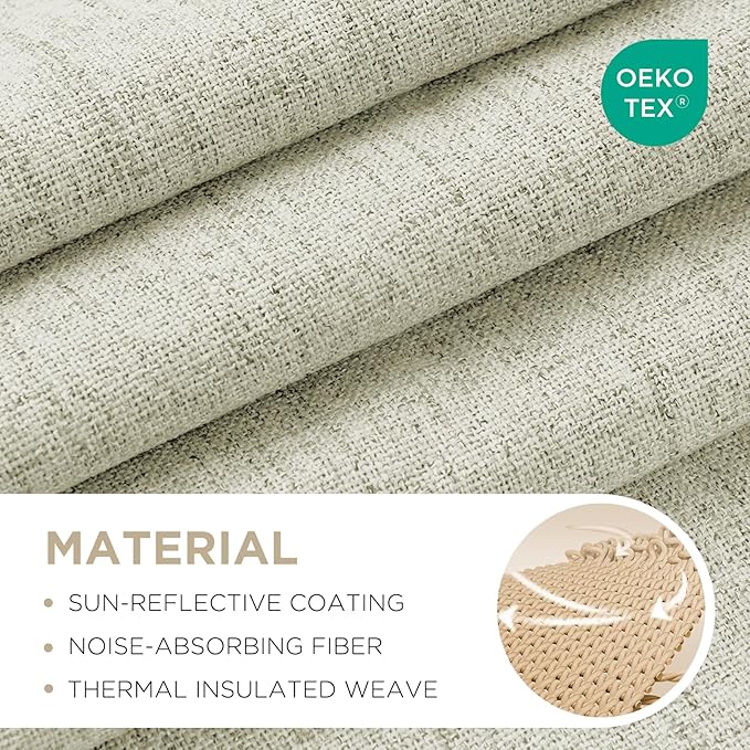 Joydeco Blackout Curtains for Bedroom - 96 Inch Long 100% Light Blocking 2 Panels Light Beige Drapes, Thermal Insulated Room Darkening Curtains, Linen Textured for Living Room, Rod Pocket & Back Tabs
