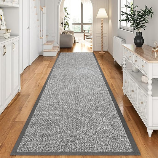 YDKGL Washable Hallway Runner Rug 2x8 Jute Like Kitchen Runner Mat Rugs Non Slip, Woven Soft Entryway Farmhouse Runner Boho Floor Carpet for Indoor Laundry Hall Backdoor Bedroom Living Room, Grey