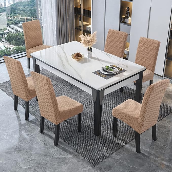 Genina Waterproof Chair Covers for Dining Room Set of 2, Dining Chair Covers Dining Room Protectors Slipcovers for Kitchen, Parsons (Argyle-Khaki, 2 PCS)