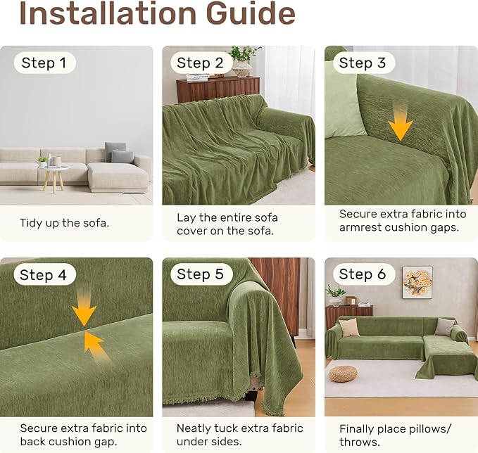Sectional Couch Covers, 2 Pieces Washable L Shaped Couch Covers Sofa Blanket for Dogs Pet Friendly Sectional Sofa Slipcovers Furniture Covers,71"x118"+91"x134",(XXX-Large,Green)