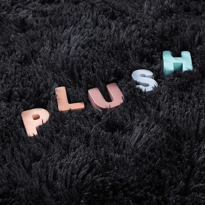 Noahas Fluffy Black 6x9 Area Rugs for Living Room,Large Living Room Rug,Big Shag Rug,Soft Plush Thick Bedroom Carpet Living Room Decor