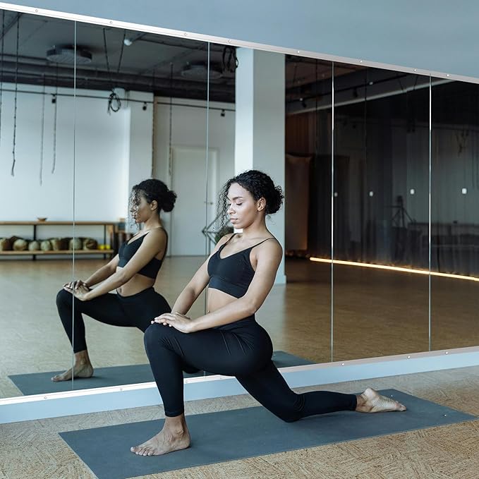 Ruomeng Home Gym Mirror, 55''x30''x2PCS Full Length, Large Frameless Body Mirror Tempered Glass for Gym, Workout, Yoga, Garage, Dance Studio