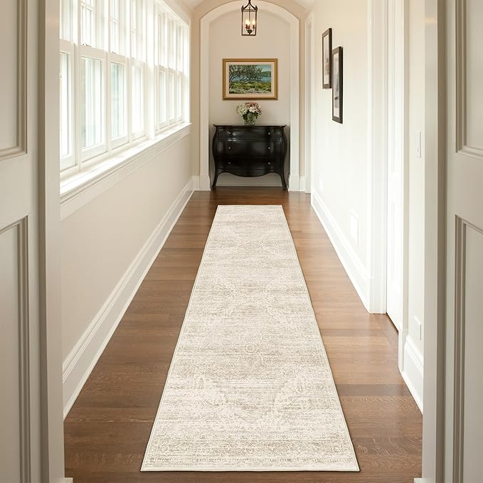 2x12 Runner Rug for Hallways Non-Slip Long Rug Runners,Boho Vintage Washable Kitchen Runner Rugs, Stain Resistant Soft Carpet Runners for Hallway 12ft Entryway Rug