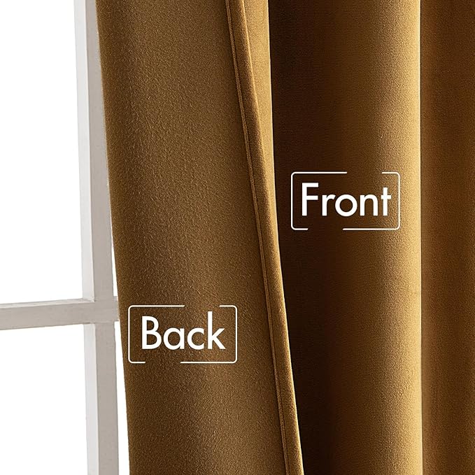 MIULEE Velvet Curtains 66 Inch Wide - Extra Wide Luxury Room Darkening Curtains for Sliding Door Bedroom Living Room Thermal Insulated Soft Window Drapes Back Tab, Gold, W 66 x L 96 inch 2 Panels