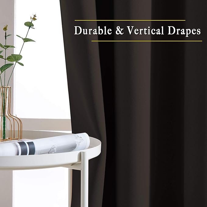 NICETOWN Blackout Curtain Panels 72 inches Length - Light Reducing Thermal Insulated Solid Grommet Room Darkening for Bedroom/Night Shift (Set of 2, 46 inches Wide, Toffee Brown)