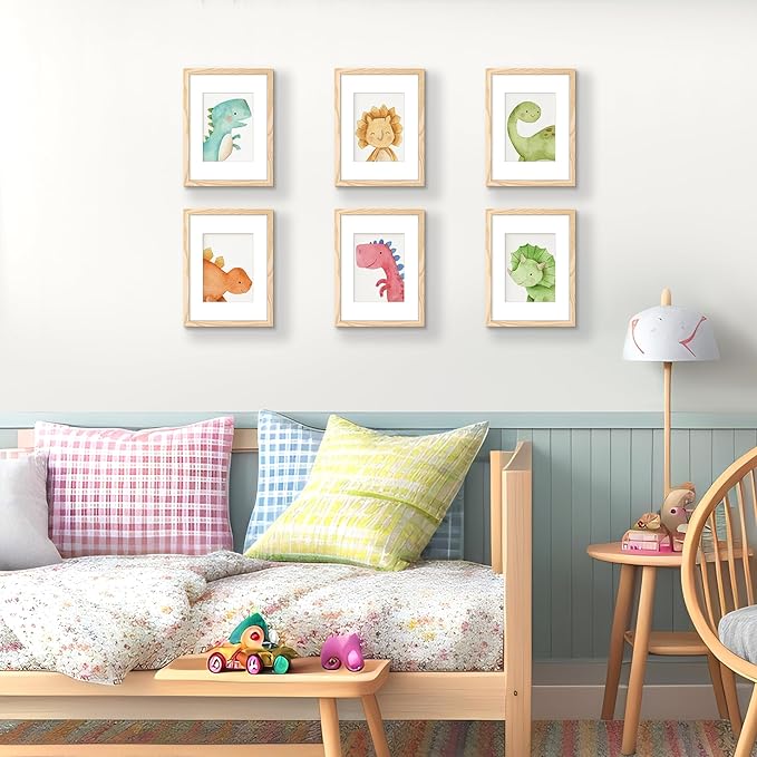 upsimples 9x12 Picture Frame, Display Pictures 6x8 with Mat or 9 x 12 Without, Wall Hanging Photo Frames, Natural, 1 Pack