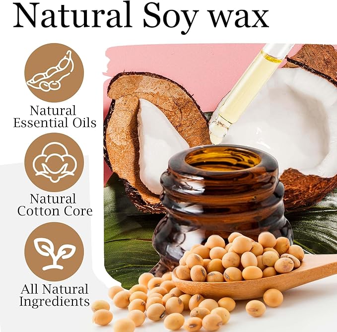 Candles Gifts for Women - Natural Soy Wax Candle for Home Scented Perfect for Christmas, Birthday, Mother's Day, Vanilla Coconut Candles (Pack of 2)