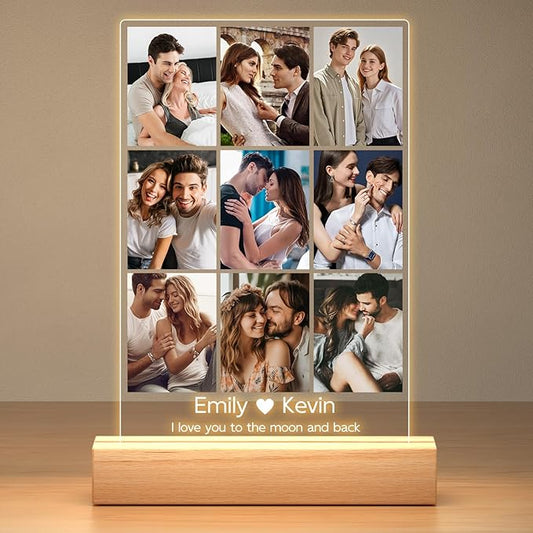Personalized Picture Frame with Photos, Custom Picture Frames, Personalized Photo Frame, Customized Anniversary Birthday Gifts for Women Men Her Him Girlfriend Boyfriend Couples