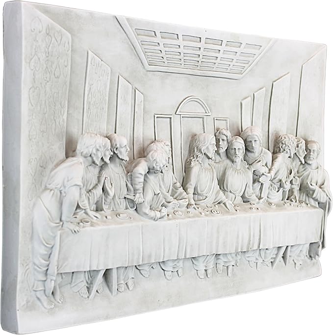 Design Toscano The Last Supper Religious Wall Plaque Sculpture, 23 Inch Wide, 12 Inch Tall, Cast Stone Resin, Antique Stone Finish