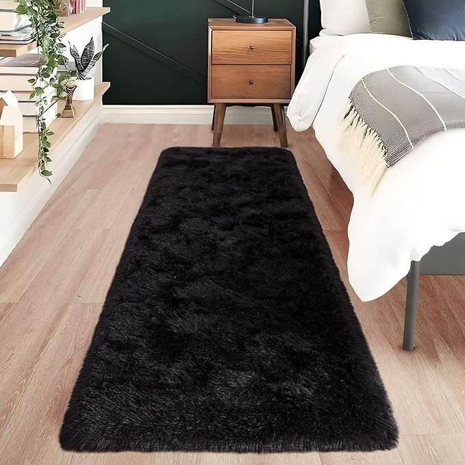 Noahas Black Runner Rug for Hallway,2'x8' Long Area Rugs for Bedroom Living Room,Non Slip Thick Shag Floor Carpet for Entryway Kitchen Dorm Nursery Bedside Kids Room