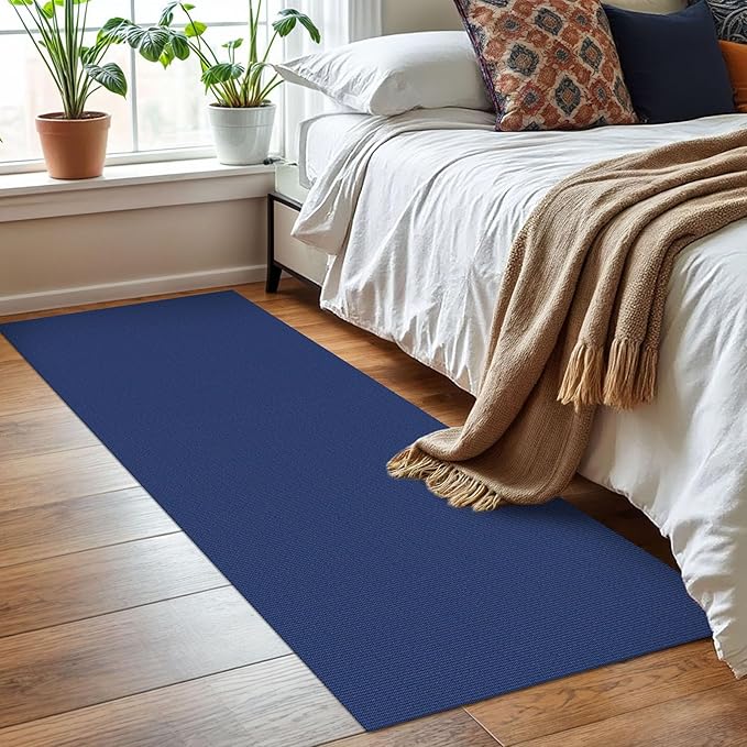 KOZYFLY Washable Runner Rug 2x6 Ft Runners for Hallways Kitchen Runner Rugs with Rubber Backing Braided Cotton Entryway Runner Indoor, Carpet Runners for Hallway Entryway Bedroom, Royal Blue