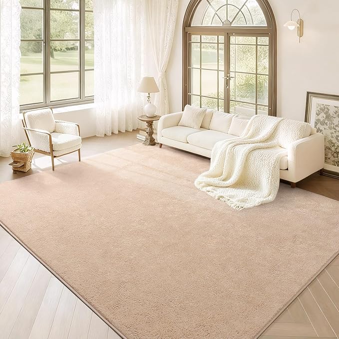 Soft Rugs for Living Room 6x9 Beige, Minimalist Area Rug for Bedroom Nursery Dining Table Dorm, Large Throw Rugs for Men Boys Girls Kids Room Indoor Floor Carpets