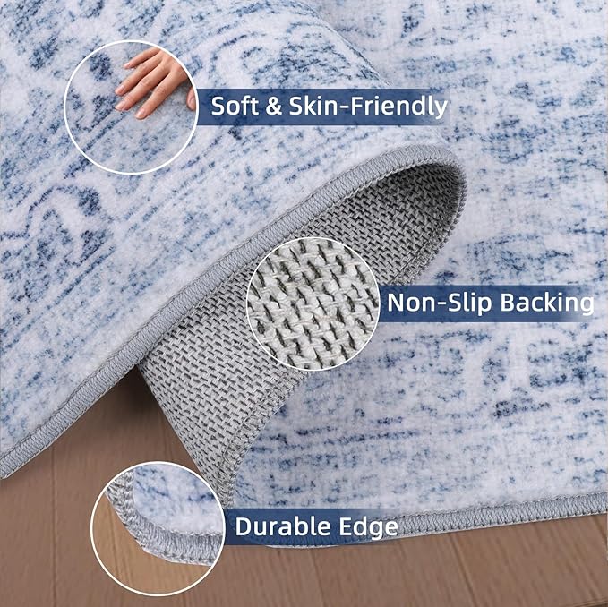 Washable Runner Rug 2x8 Runners for Hallways，Vintage Kitchen Runner Rugs with Non-Slip Backing Hallway Runner Rugs,Ultra-Thin Carpet for Bedroom, Entryway,Bathroom,Laundry Room