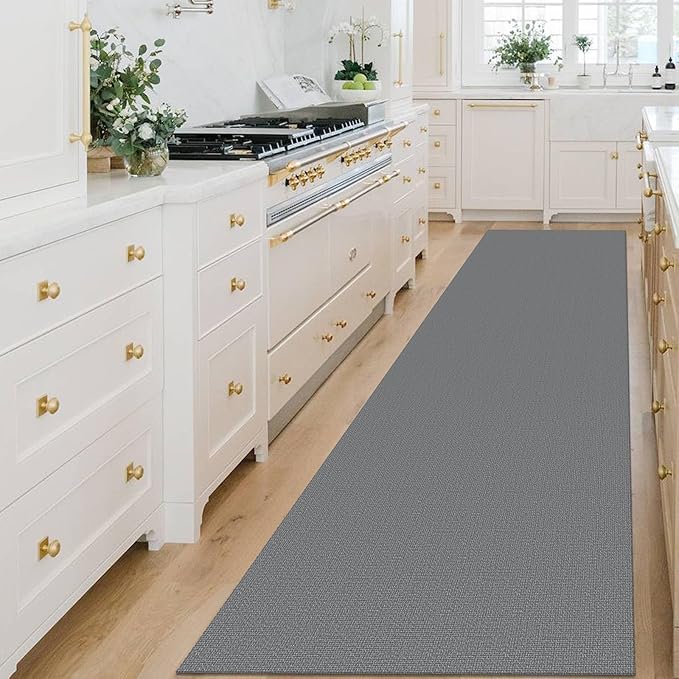 KOZYFLY Washable Runner Rug 3x14 ft Hallway Kitchen Runner Rugs with Rubber Backing Bobo Non Slip Entryway Runner Indoor, Long Carpet Runners for Hall Kitchen Entryway, Grey