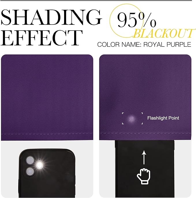 NICETOWN Bedroom Blackout Curtains Panels - Triple Weave Energy Saving Thermal Insulated Solid Grommet Blackout Draperies for Patio (80 inches by 108 Inch, Royal Purple, Set of 2)