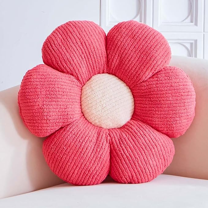 Flower Pillow, Peach Pink Flower Decorative Throw Pillows for Bed Couch, Cute Flower Shaped Plush Aesthetic Pillow, Soft 19.6" Daisy Pillow Floor Pillow Seat Cushion