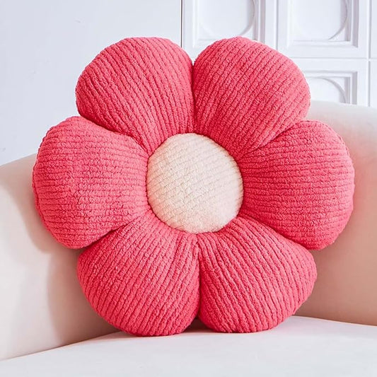 Flower Pillow, Peach Pink Flower Decorative Throw Pillows for Bed Couch, Cute Flower Shaped Plush Aesthetic Pillow, Soft 19.6" Daisy Pillow Floor Pillow Seat Cushion