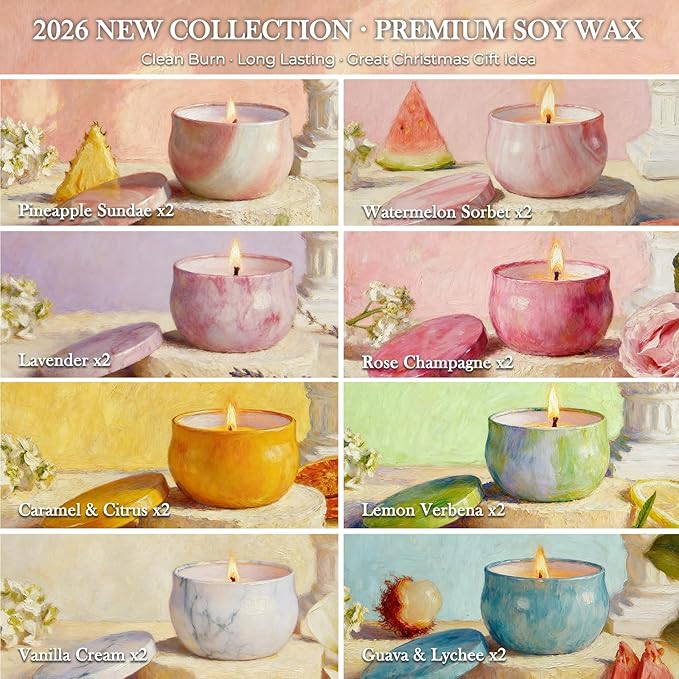 Candles, 16 Pack French Artistic Scented Candle Gift Set for Women, Floral & Fruity Scents, Paris-Inspired Oil Painting Gift Box, Birthday Mothers Day Holiday Aromatherapy Gifts for Cozy Home Décor