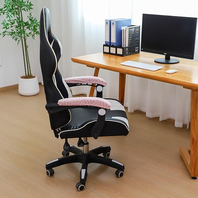 FORCHEER Pink Armrest Covers for Office Chair 4x10 Jacqaurd 2 Pieces Elastic Arm Rest Covers for Computer Gaming Chair Arm Slipcovers Washable