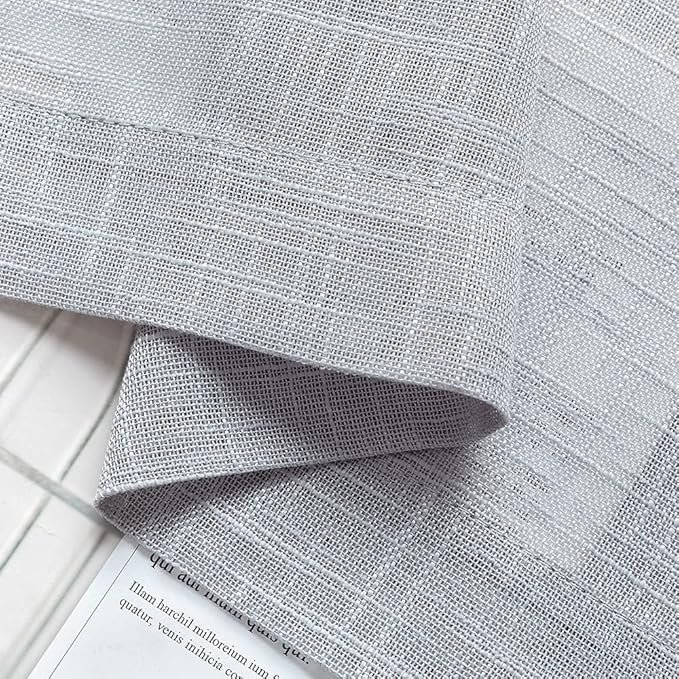 Grey Kitchen Curtains Semi Sheer Privacy Linen Textured Rod Pocket Short Tier Cafe Curtain Valances Silver Light Gray Bathroom Window Curtains Bedroom 2 Panels Set 24 Inch Length