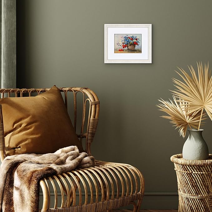 Americanflat Vintage Frames - 8x10 Picture Frame with Beaded Accents and Shatter-Resistant Glass - Use as 5x7 Frame or Display 8x10 Photos Without Mat - Heirloom Collection - White Gold