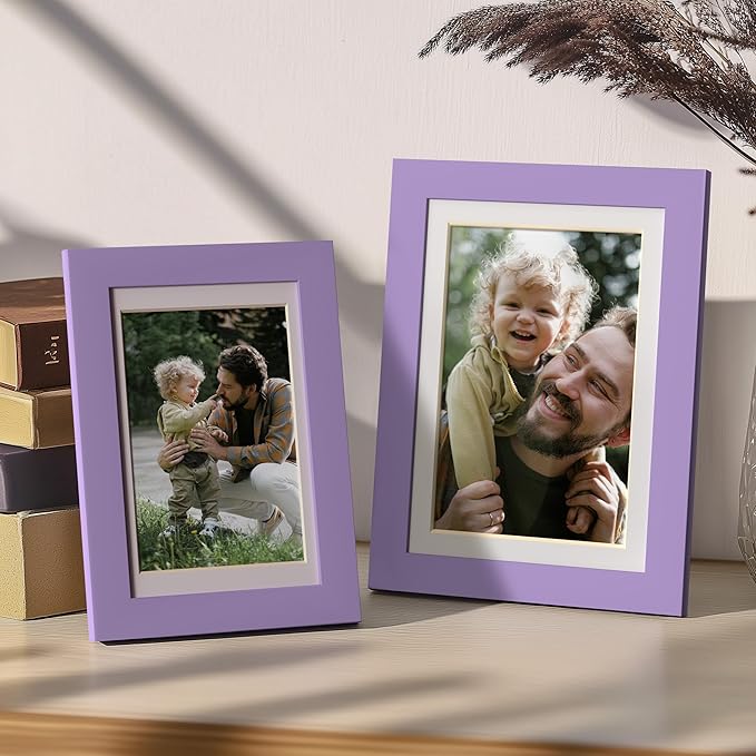 eletecpro 4x6 Picture Frames Set of 10, Picture Frame Collage Wall Decor Display 3.5x5 Photo with Mat or 4x6 without Mat, Home Decor Gallery Frame for Table Top or Wall Mounting, Purple