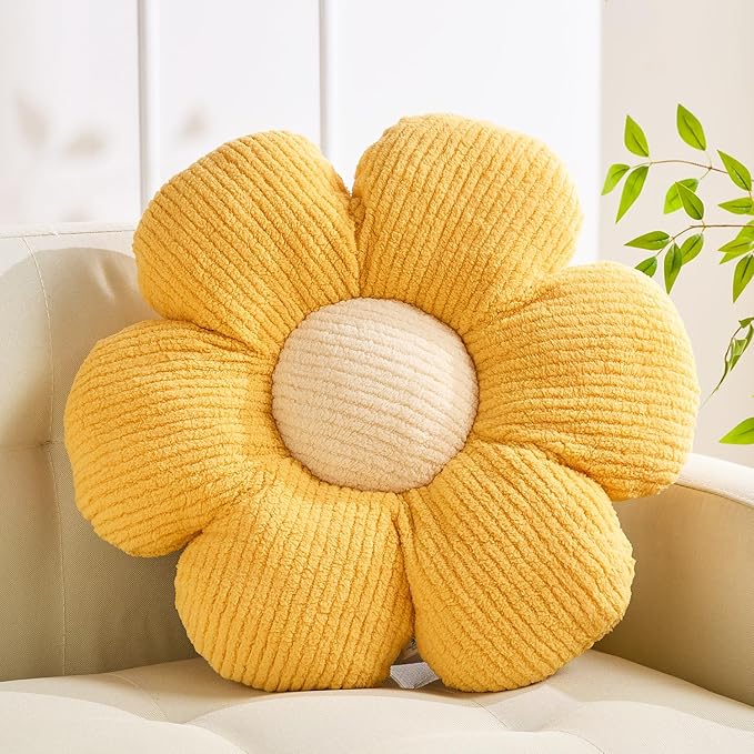 XIAIJIA Daisy Decorative Pillow - Cute Yellow Flower Cushion, 15.7"