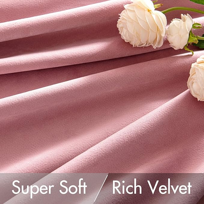 MIULEE Velvet Curtains 108 inches Long 2 Panels - Luxury Blackout Curtains for Girls Bedroom Nursery Living Room Thermal Insulated Super Soft Window Drapes Rod Pocket & Back Tab, Blush Pink