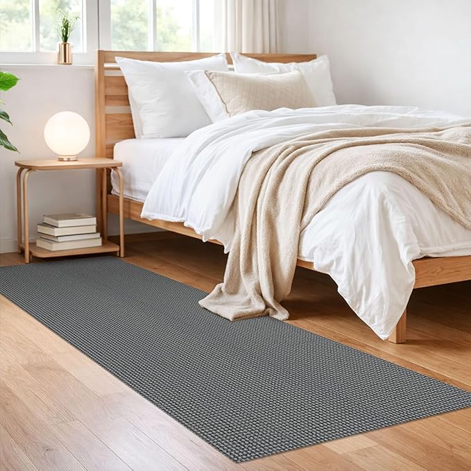 IOHOUZE Washable Runner Rug 2x6 Non Slip Runners for Hallways Entryway Runner Indoor, Kitchen Rugs Woven Cotton Floor Carpet for Kitchen Hall Entrance Bedroom, Dark Grey