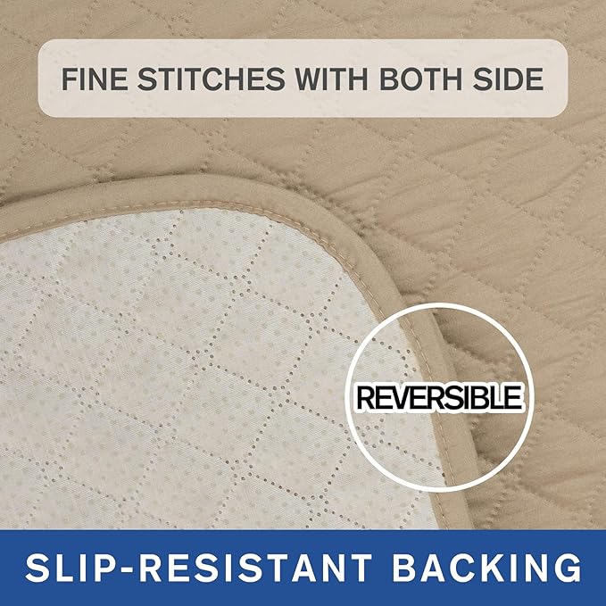 XINEAGE Water Resistant Recliner Cover, Nonslip Recliner Chair Covers for Reclining Chair with Pockets, Quilted Thick Recliner Slipcovers for Pets and Kids (Recliner Chair, Khaki)