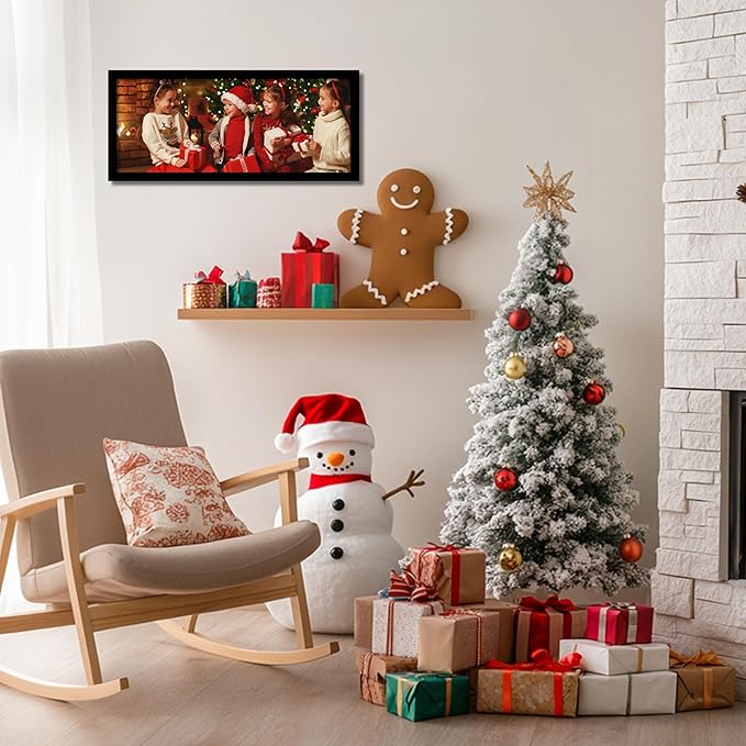 VIOLABBEY 8x20 Collage Picture Frame - Fits Four 4x6 Photos with Mat or One 8x20 Picture without Mat - Black Wall Decor
