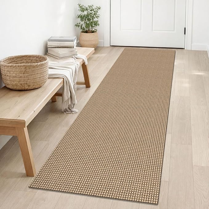 IOHOUZE Washable Runner Rug 2x6 Non Slip Rubber Backed Runners for Hallways Entryway Runner Indoor, Kitchen Rugs Woven Cotton Floor Carpet for Hall Entrance Bedroom, Orange/Tan/Brown