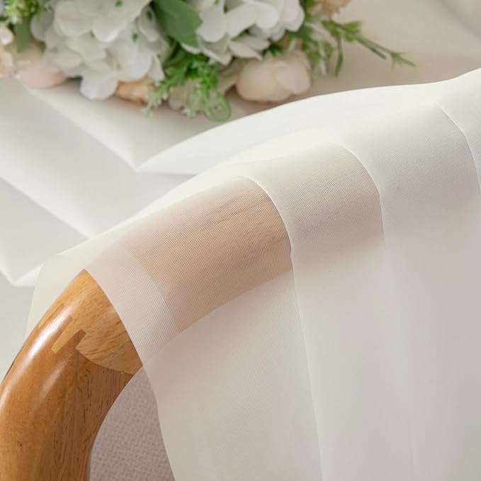 Lecloud Ivory Sheer Curtains 68 Inch Length 2 Pcs, Light Filtering Rod Pockets Bedroom Curtains for Living Room, Farmhouse Window Voile Soft Drapes for Bathroom Home Office, Each Panel 42" W x 68" L