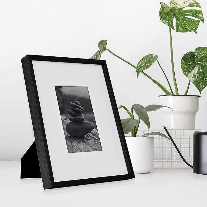 MCS Master & Co. Foundry Metal 8x10 Matted Picture Frame with 4x6 Photo Display, Black Vertical & Horizontal Wall Hanging Frame for Photos & Artwork (1-Pack)