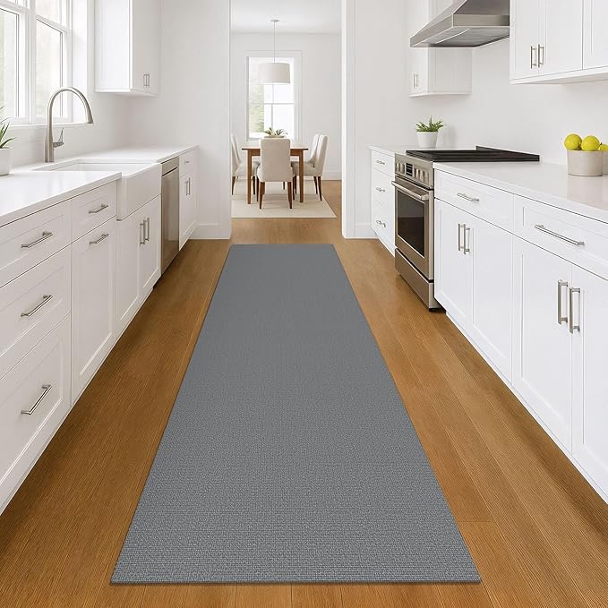 KOZYFLY Washable Runner Rug 3x10 ft Hallway Kitchen Runner Rugs with Rubber Backing Bobo Non Slip Entryway Runner Indoor, Long Carpet Runners for Hall Kitchen Entryway, Grey