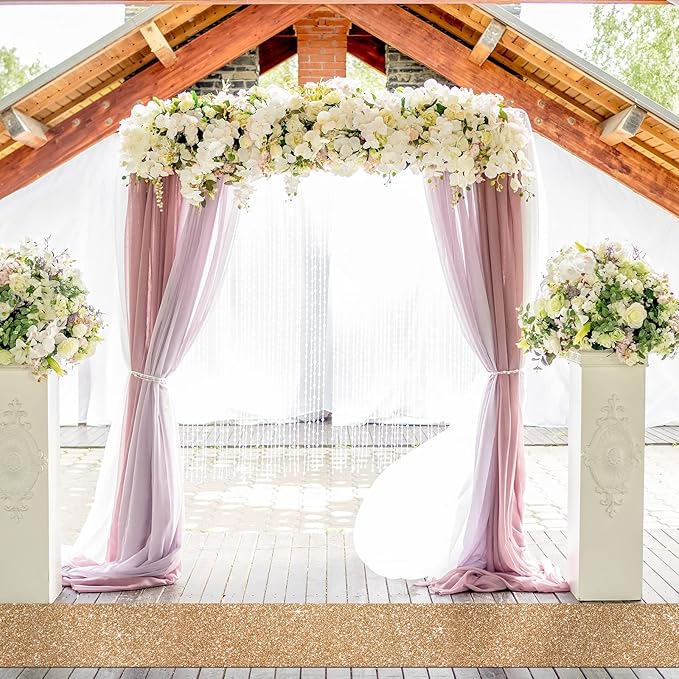Tatuo Carpet Runner 2.46 x 30 ft Runway Rug 55 GSM Thickness with Carpet Tape for Prom Graduation Wedding Outdoor Indoor Hallway Movie Party Decoration Rug(2.46 x 30 Feet,Glitter Champagne)